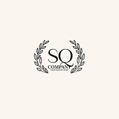 SQ Beauty vector initial logo art handwriting logo of initial signature, wedding, fashion, jewelry, boutique, floral