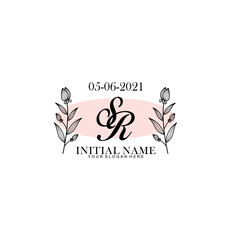 SR Initial letter handwriting and signature logo. Beauty vector initial logo .Fashion  boutique  floral and botanical