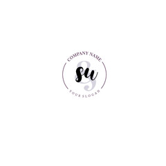 SU Initial letter handwriting and signature logo. Beauty vector initial logo .Fashion  boutique  floral and botanical