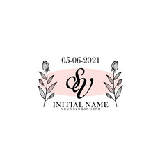 SV Initial letter handwriting and signature logo. Beauty vector initial logo .Fashion  boutique  floral and botanical