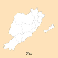 Fototapeta na wymiar High Quality map of Sfax is a region of Tunisia