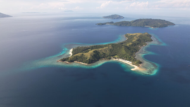 Aerial shot of Logbon Island, a small island of the coast of Romblon, Philippines.