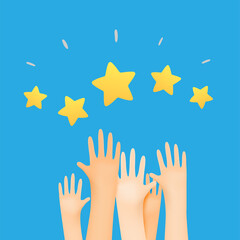 Rating concept illustration with hand and star