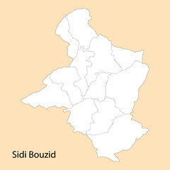 High Quality map of Sidi Bouzid is a region of Tunisia