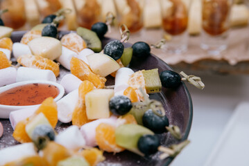 Delicacies and snacks at the buffet or banquet. Catering.
