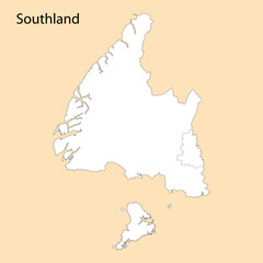 High Quality map of Southland is a region of New Zealand