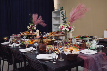 Delicacies and snacks at the buffet or banquet. Catering.
