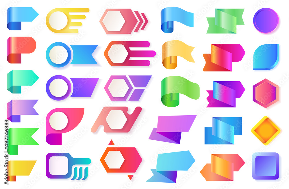Aufkleber abstract bullet points in different color gradient. abstract geometric design elements, 3d rendering