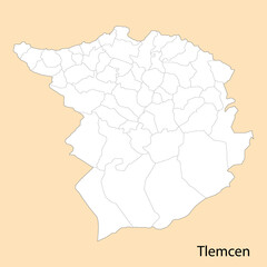 High Quality map of Tlemcen is a province of Algeria