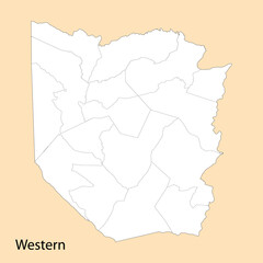 Obraz premium High Quality map of Western is a region of Zambia