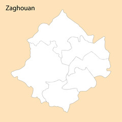 High Quality map of Zaghouan is a region of Tunisia