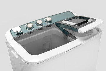New semi-automatic washing machine on a white background.