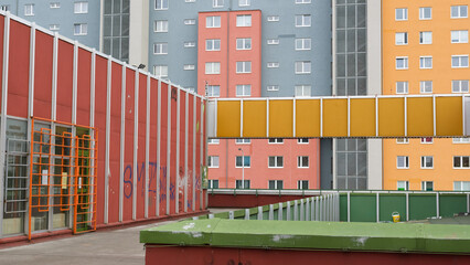 Fototapeta premium Renovated communist style apartment houses