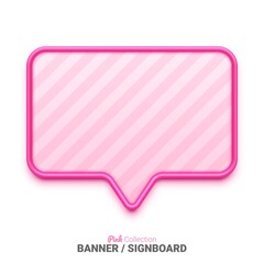 Speech bubble. Banner template with pink frame. Empty mockup for text and graphic. Vector illustration