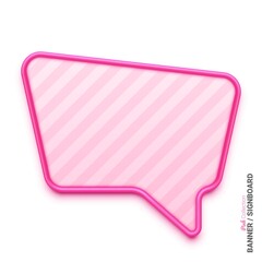 Speech bubble. Banner template with pink frame. Empty mockup for text and graphic. Vector illustration