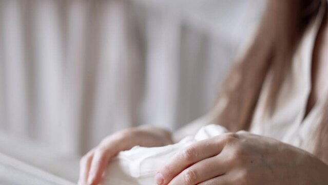 Handcraft woman master modeling cold porcelain, hands pull the clay dough in different directions, Girl sculpts from porcelain, hobby for the soul scandinavian and boho style interior decor