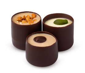 Chocolate candies sweets isolated on a white background