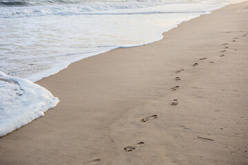 footprints in the sand on the beach, Atlantic Ocean