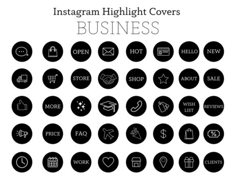 Instagram highlights stories covers business black