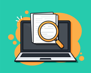 Search document file. Vector illustration