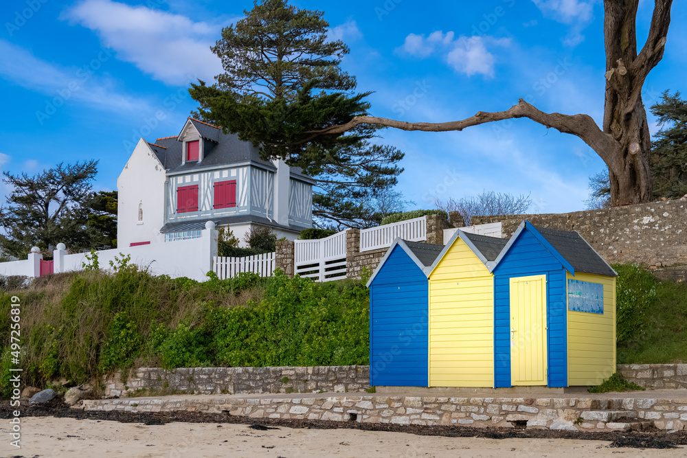 Canvas Prints ile-aux-moines, bathing huts