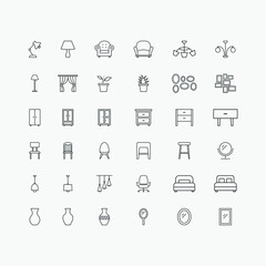 home furniture icon vector symbol set
