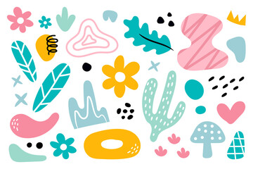 Hand drawn organic shapes abstract background. Vector illustration