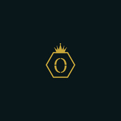 Alphabet letter O icon logo with a crown