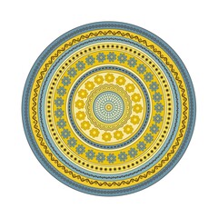 Background with abstract mandala with the colors of the Ukrainian flag