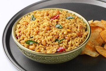 Temple Puliyodharai / Puliyogare / Tamarind Rice - Tangy and spicy South Indian rice,Tamarind rice served in temples as prasadam in temples
