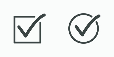 checkmark, checkbox, checklist, tick icon vector symbol set. 