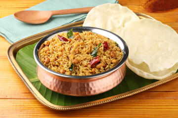 Temple Puliyodharai / Puliyogare / Tamarind Rice - Tangy and spicy South Indian rice,Tamarind rice served in temples as prasadam in temples