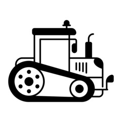 Crawler tractor Vector Icon Design, Agricultural machinery Symbol, Industrial agriculture Vehicles Sign, Agri Farming equipment Stock illustration, Tracked Tractor Concept
