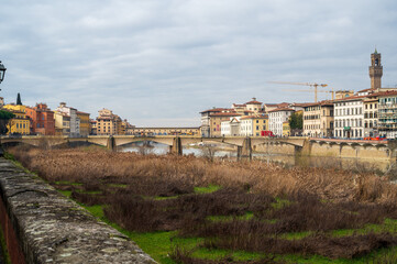 Bridge over the river in the old town of Florence