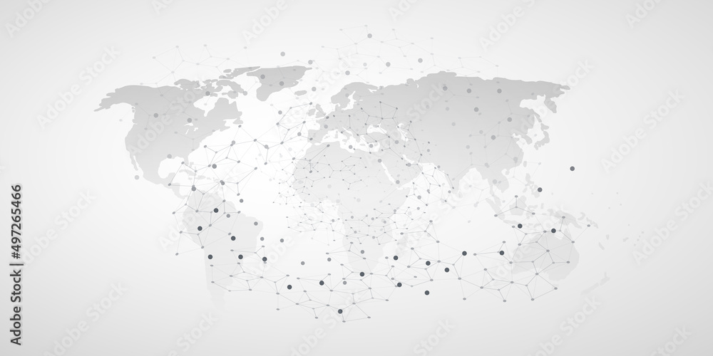 Aufkleber black and white modern style global networks, worldwide network connections - information technology