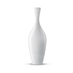 Realistic white ceramic porcelain vase. 3d ceramic glossy pot.