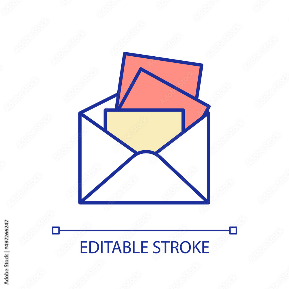 Poster overloaded email inbox rgb color icon. spam letters danger for users. system notifications. isolated