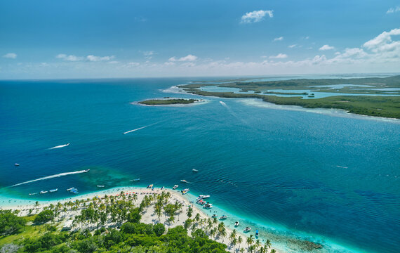 Caribbean island Paradisiacal - Cayo Sombrero - Morrocoy, Venezuela. Aerial View.