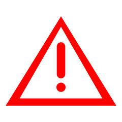 Exclamation mark icon. Warning and caution Red triangle sign. Danger and error logo symbol. Application and web interface image. Clip-art silhouette.