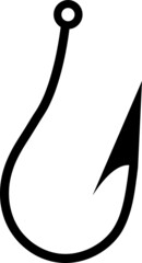 Fishing hook icon, silhouette, logo on white background.eps