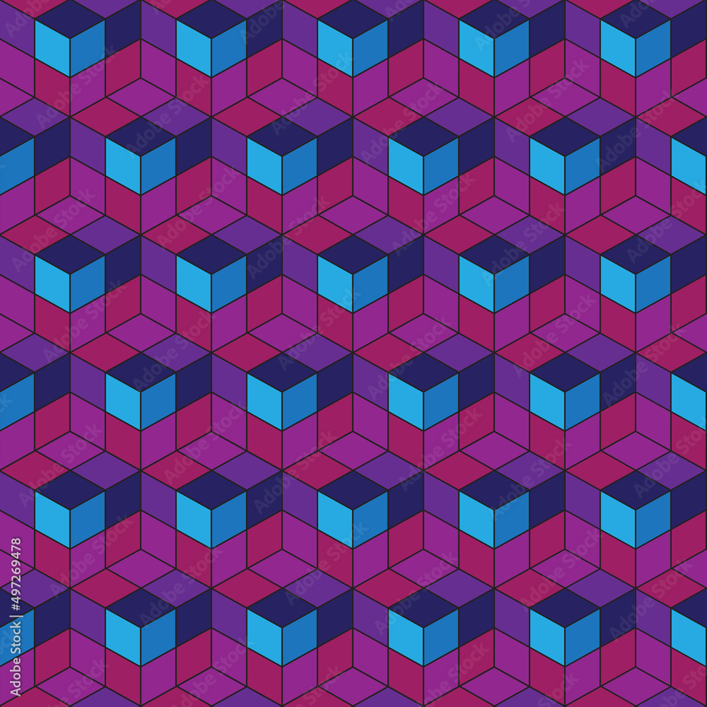 Poster seamless repeating isometric pattern of cubes