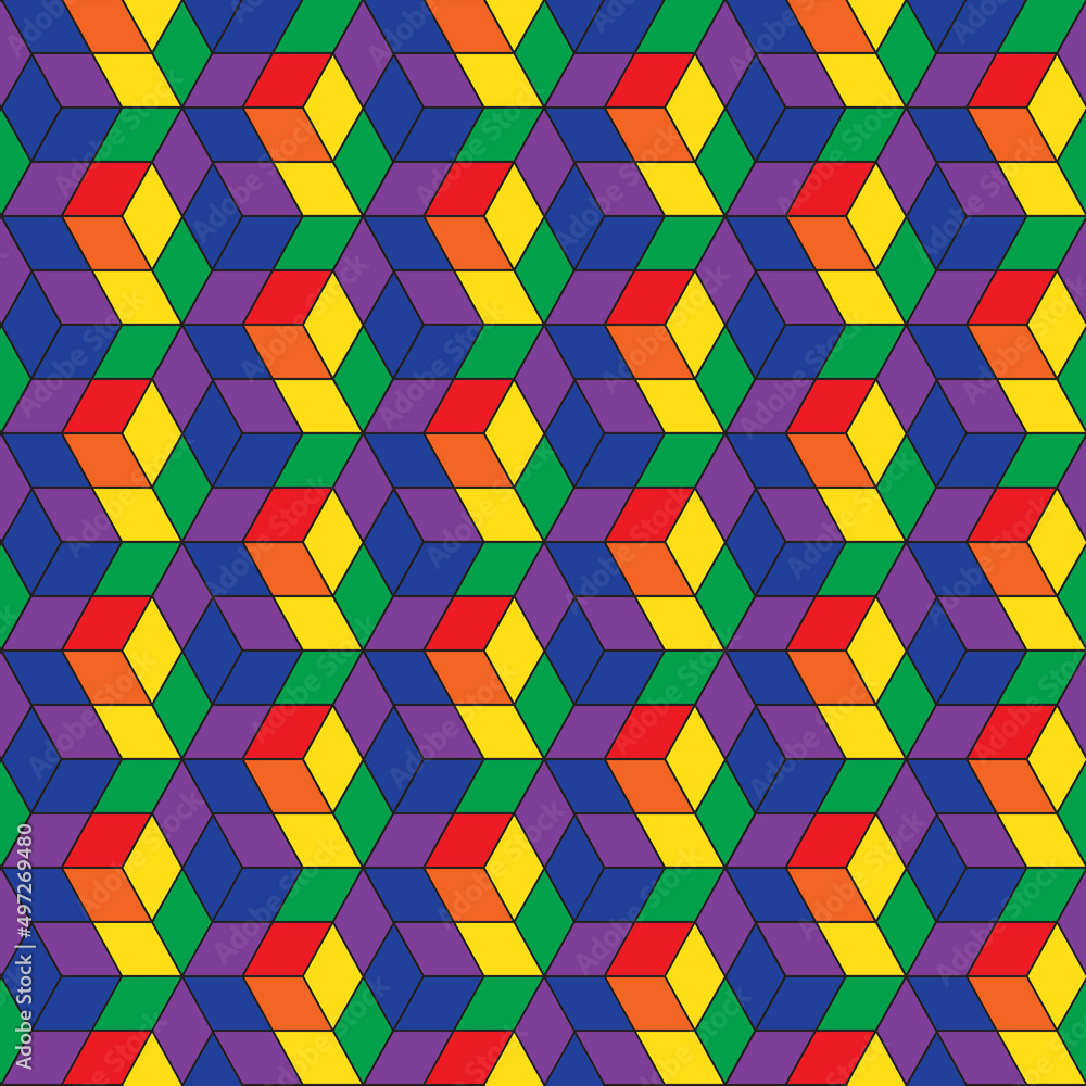 Poster seamless repeating isometric pattern of cubes