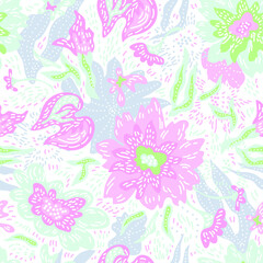 Abstract floral texture. Delicate seamless pattern. - 497270812