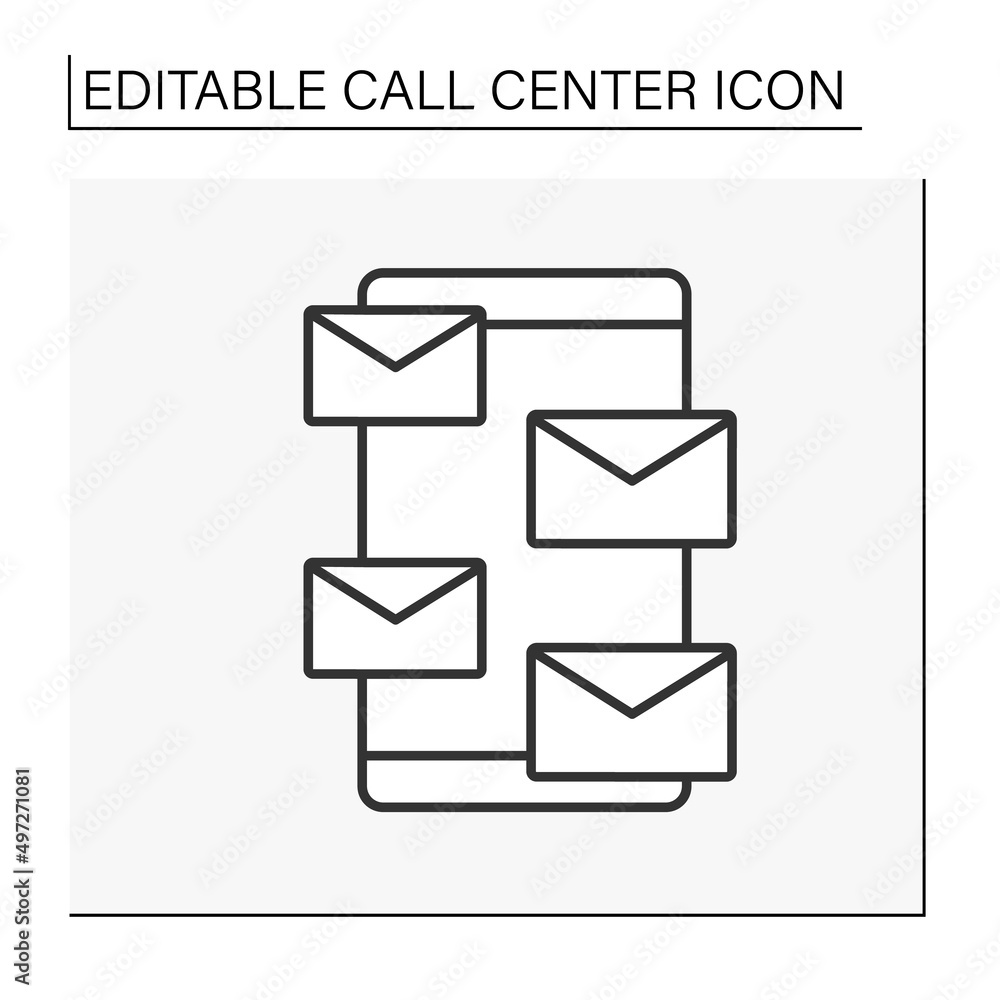 Poster notification line icon. dialogue clouds. exchanging messages. call center concept. isolated vector i