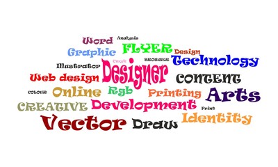 DESIGN - plan or specification for the construction of an object or system or for the implementation of an activity or process, word cloud creative concept background