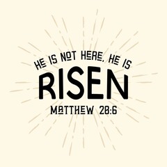Bible verse He has risen, vector illustration