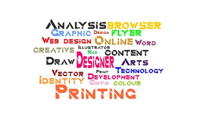 DESIGN - plan or specification for the construction of an object or system or for the implementation of an activity or process, word cloud creative concept background