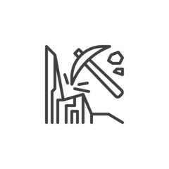 Coal mining line icon