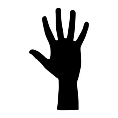 Palm, Hand icon filled flat sign, solid pictogram isolated on white, logo illustration.Hand icon. Human hand black silhouette. illustration.Silhouette model palm people. Drawn in black isolated.