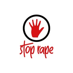 Stop Rape sexual harassment . Prevent fraud . Warning concept .Hand writing stop rape on White background